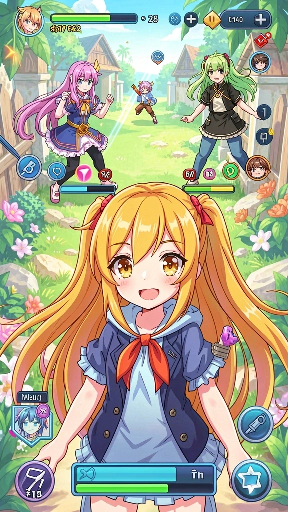 Tampilan utama game dengan karakter yang siap bertarung.